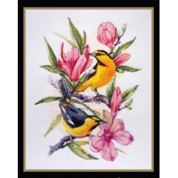 Набір для вишивання хрестиком - MAGIC CROSS STITCH - 001 Іволги та магнолії