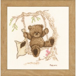 Набір для вишивання хрестиком Vervaco PN-0011188 Ведмедик на гойдалці / Bear Swing Набір для вишивання хрестиком Vervaco PN-0011188 Ведмедик на гойдалці / Bear Swing