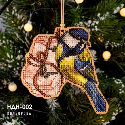 Набор для вышивки новогодней игрушки ТМ КОЛЬОРОВА НДН-002 Синичка на пир Набор для вышивки новогодней игрушки ТМ КОЛЬОРОВА НДН-002 Синичка на пир