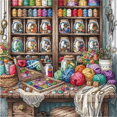 Набір для вишивання хрестиком AVA P022 Швейна кімната // Sewing Room Набір для вишивання хрестиком AVA P022 Швейна кімната // Sewing Room