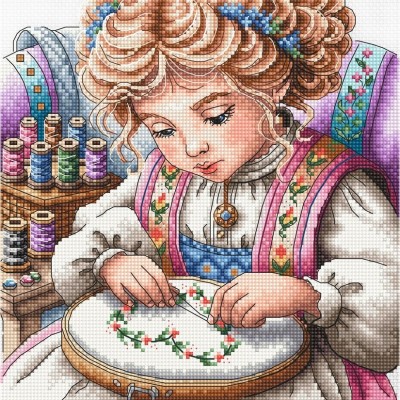 Набор для вышивания крестиком AVA P024 Маленькая рукодельница // The Little Artisan Набор для вышивания крестиком AVA P024 Маленькая рукодельница // The Little Artisan