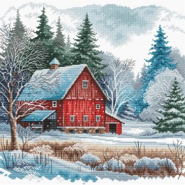 Набір для вишивання хрестиком AVA P044 Червона хатина під снігом // The Red Cabin under the Snow Набір для вишивання хрестиком AVA P044 Червона хатина під снігом // The Red Cabin under the Snow