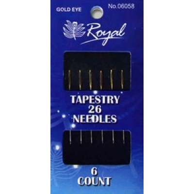 Иглы гобеленовые Tapestry 26 (6шт) с золотым ушком Royal (Японія) Иглы гобеленовые Tapestry 26 (6шт) с золотым ушком Royal (Японія)