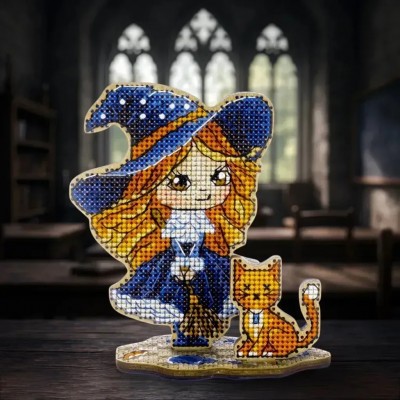 Набор для вышивки нитками по дереву Wonderland Сrafts FLW-070 Ведьмочка в синем Набор для вышивки нитками по дереву Wonderland Сrafts FLW-070 Ведьмочка в синем