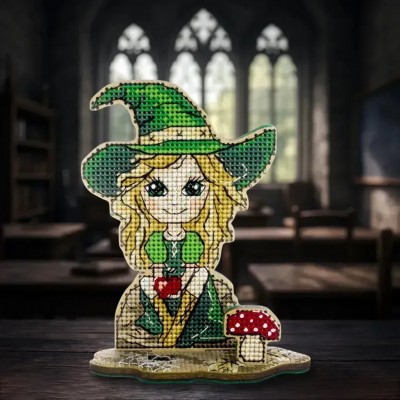 Набір для вишивання нитками по дереву Wonderland Сrafts FLW-071 Відьмочка в зеленому Набір для вишивання нитками по дереву Wonderland Сrafts FLW-071 Відьмочка в зеленому