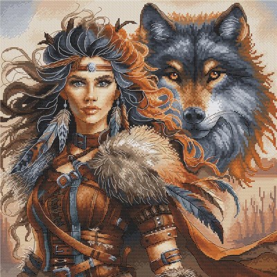 Набор для вышивания крестом AVA P076 The Worrior and the Wolf Набор для вышивания крестом AVA P076 The Worrior and the Wolf