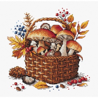 Набор для вышивания крестом AVA P097 Basket of Autumn Mushrooms Набор для вышивания крестом AVA P097 Basket of Autumn Mushrooms