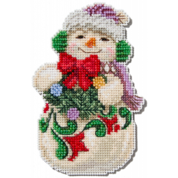 Набор для вышивания Mill Hill JS202412 Snowman with Earmuffs//Гном с наушниками Набор для вышивания Mill Hill JS202412 Snowman with Earmuffs//Гном с наушниками