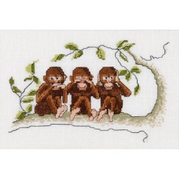 Набор для вышивки крестом Thea Gouverneur 1031 Three Wise Monkeys