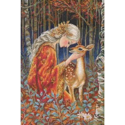 Набір для вишивки хрестиком RTO M1096 Казкова дівчинка та оленятко / Fairytale Girl and Fawn Набір для вишивки хрестиком RTO M1096 Казкова дівчинка та оленятко / Fairytale Girl and Fawn