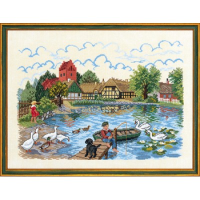 Набор для вышивания крестиком Eva Rosenstand 12-729 Деревенский пруд // Village pond Набор для вышивания крестиком Eva Rosenstand 12-729 Деревенский пруд // Village pond