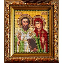 Вишивка бісером ікон - Кроше - В-186 Ікона Купріан та Устіння Вишивка бісером ікон - Кроше - В-186 Ікона Купріан та Устіння