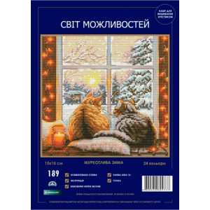 Набор для вышивания крестиком Світ можливостей 189 SM-N Муркотливая зима Набор для вышивания крестиком Світ можливостей 189 SM-N Муркотливая зима