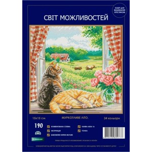 Набор для вышивания крестиком Світ можливостей 190 SM-N Муркотливое лето Набор для вышивания крестиком Світ можливостей 190 SM-N Муркотливое лето