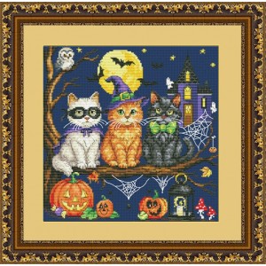 Набор для вышивания крестом OLanTa VN-281 HALLOWEEN KITTEN Набор для вышивания крестом OLanTa VN-281 HALLOWEEN KITTEN