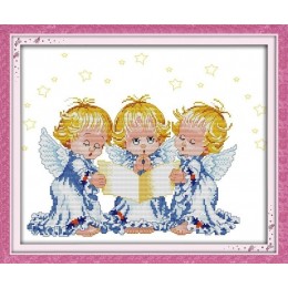 Набір для вишивання хрестиком з друкованою схемою на тканині Joy Sunday R380 Ангели, що моляться