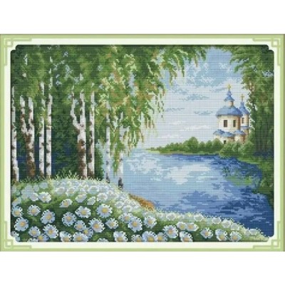 Набір для вишивання хрестиком з друкованою схемою на тканині Joy Sunday F383 Білі берези Набір для вишивання хрестиком з друкованою схемою на тканині Joy Sunday F383 Білі берези