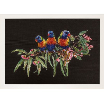 Набор для вышивки крестом Thea Gouverneur 553.05 Lorrikeets (BLACK AIDA)