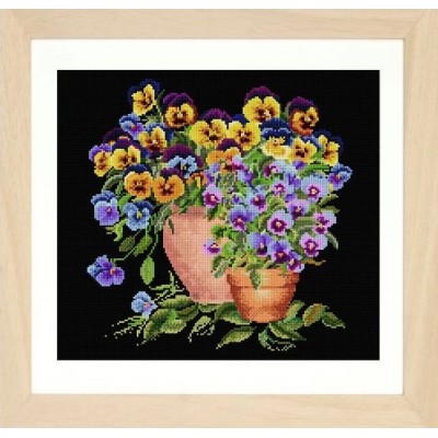 Набор для вышивки крестом Thea Gouverneur 601.05 Potted Pansies (Black Aida) Набор для вышивки крестом Thea Gouverneur 601.05 Potted Pansies (Black Aida)