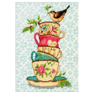 Stacked Tea Cups // Пирамида чашек - Dimensions - набор вышивки крестом Stacked Tea Cups // Пирамида чашек - Dimensions - набор вышивки крестом