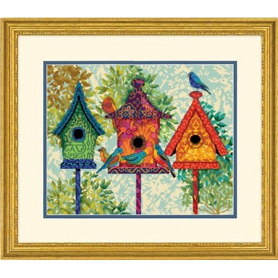 Набор для вышивания (гобелен) DIMENSIONS 71-20088 Colorful Birdhouses // Яркие домики Набор для вышивания (гобелен) DIMENSIONS 71-20088 Colorful Birdhouses // Яркие домики