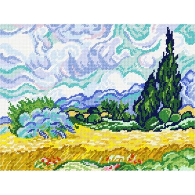 Набір для вишивання на канві з малюнком Quick Tapestry / Brvsk TL-85 Пшеничне поле з кіпарисом, В. ван Гог Набір для вишивання на канві з малюнком Quick Tapestry / Brvsk TL-85 Пшеничне поле з кіпарисом, В. ван Гог