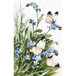 Набір для вишивання хрестиком - LETISTITCH - LETI 939 Butterflies and bluebird flowers Набір для вишивання хрестиком - LETISTITCH - LETI 939 Butterflies and bluebird flowers