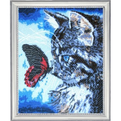 Набор для вышивки бисером - Butterfly - №596 Котенок и бабочка Набор для вышивки бисером - Butterfly - №596 Котенок и бабочка