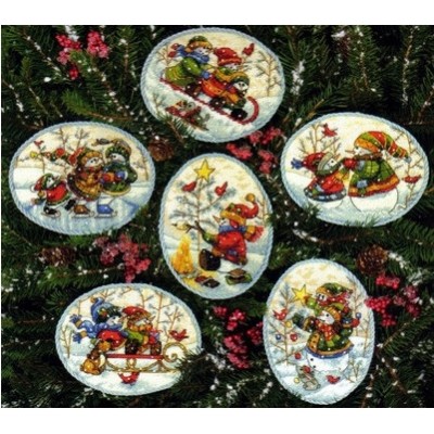 Набір для вишивання хрестиком - Dimensions - 08828 Playful Snowmen Ornaments/Орнаменти Грайливі Сніговики Набір для вишивання хрестиком - Dimensions - 08828 Playful Snowmen Ornaments/Орнаменти Грайливі Сніговики