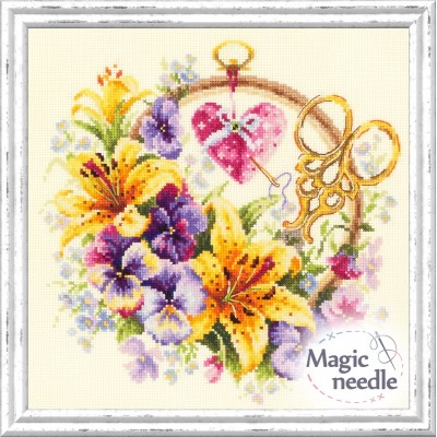 Набор для вышивки крестом Magic Needle 100-121 Лилии для рукодельницы Набор для вышивки крестом Magic Needle 100-121 Лилии для рукодельницы